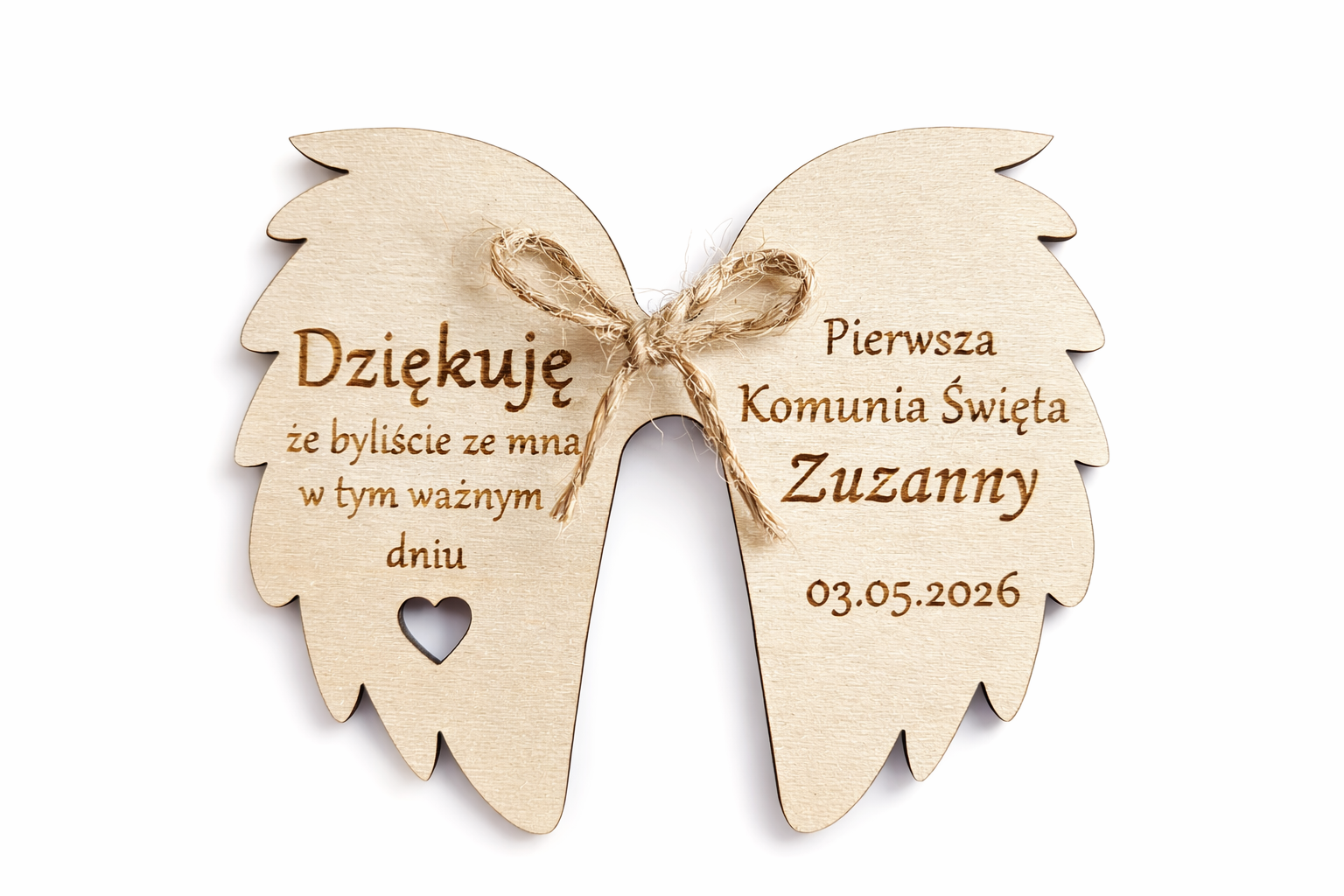 Podziękowanie dla gości – skrzydełka anioła