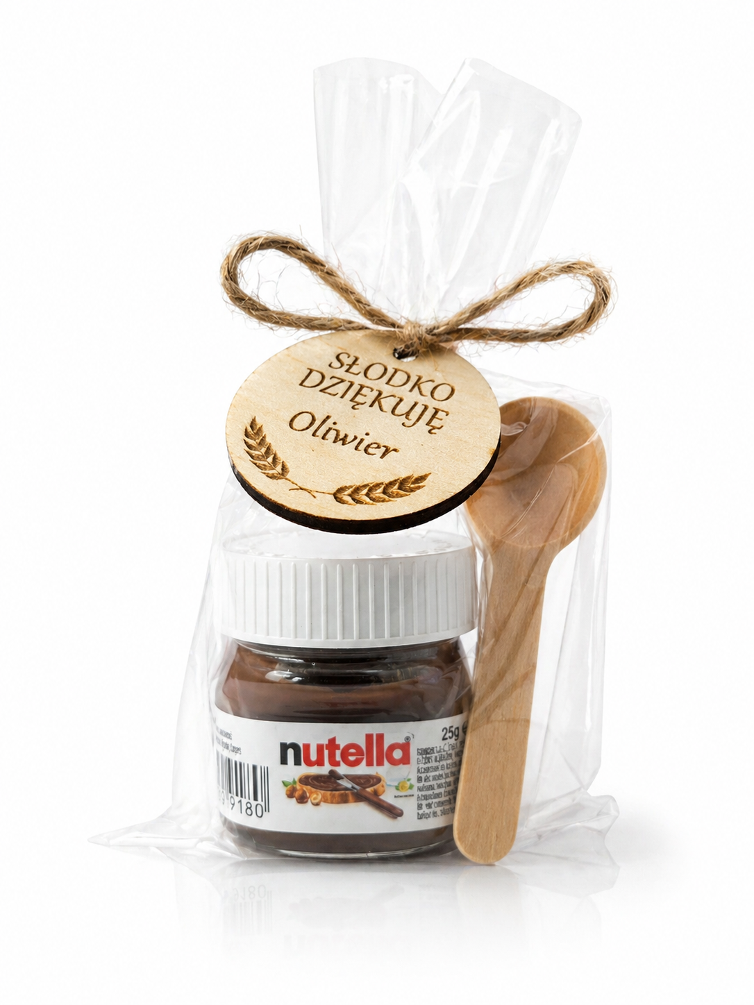 Podziękowanie dla gości, nutella z personalizacją